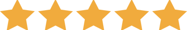 Témoignage client avec cinq étoiles dorées et citation positive sur l'accompagnement