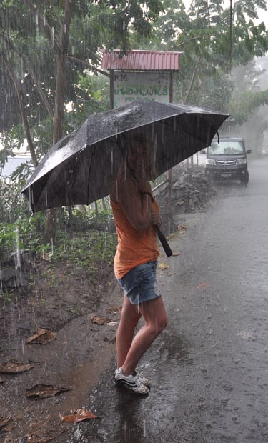pouring rain by lake Tondano, sulawesi, indonesia