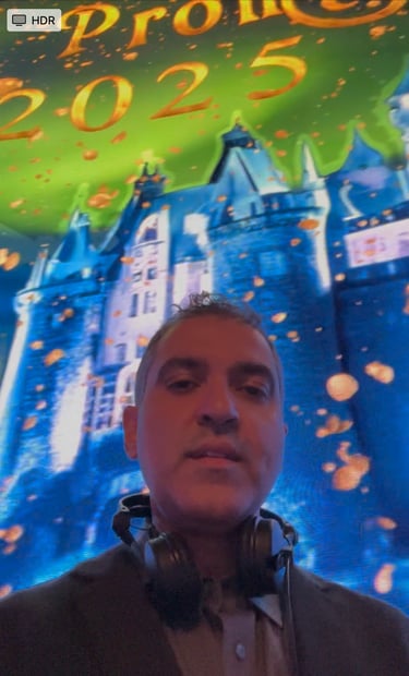 prom DJ with giant LED screen