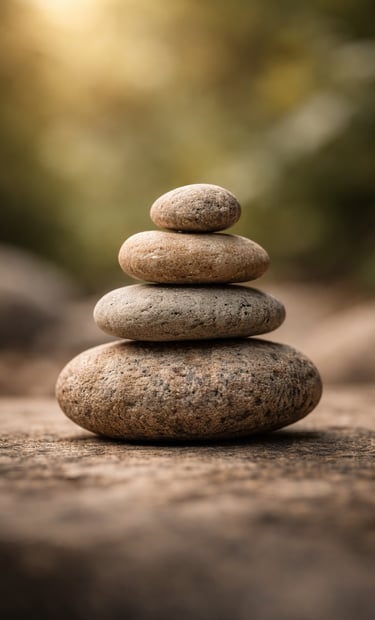 4 pedras empilhadas simbolizando posicionamento com sustentação