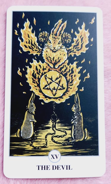 karta tarota diabeł ilustracja przedstawiająca pentagram