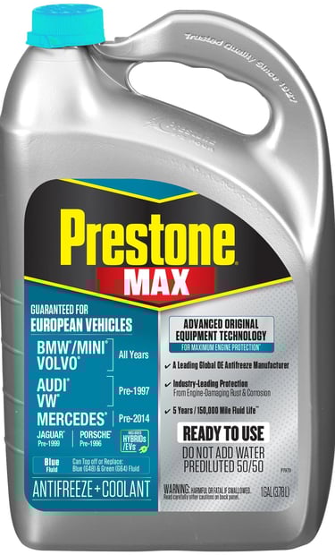 Prestone® MAX European Vehicles (Turquoise) Antifreeze+Coolant