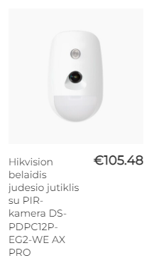 Hikvision belaidis judesio jutiklis su PIR- kamera ds-pdpc12p-eg2-we ax pro