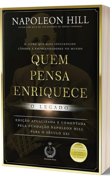 Capa do livro Quem Pensa Enriquece, de Napoleon Hill.