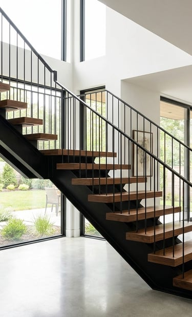 Escalera metálica de diseño con barandilla, Murcia