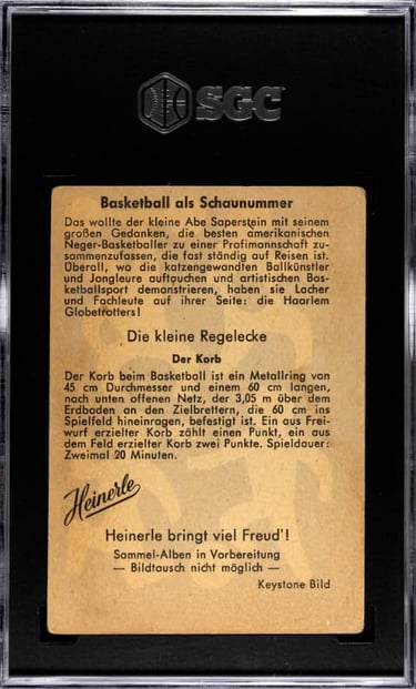 Vintage German Harlem Globetrotters Basketball Card