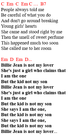 Michael Jackson lyrics and chords 3