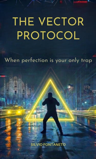 The Vector thriller book cover by Silvio Fontaneto - AI and technology suspense