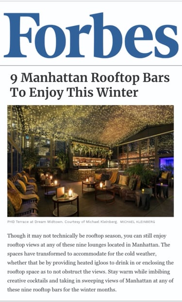 a magazine article about the manhattan rooftop bar