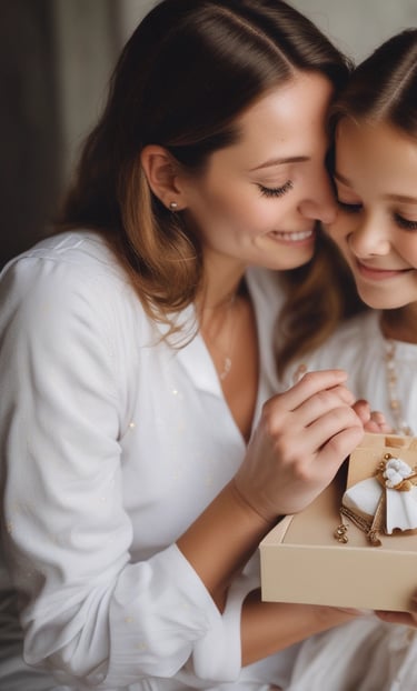 A delicate engraved necklace resting on soft fabric, symbolizing a heartfelt gift for mothers.