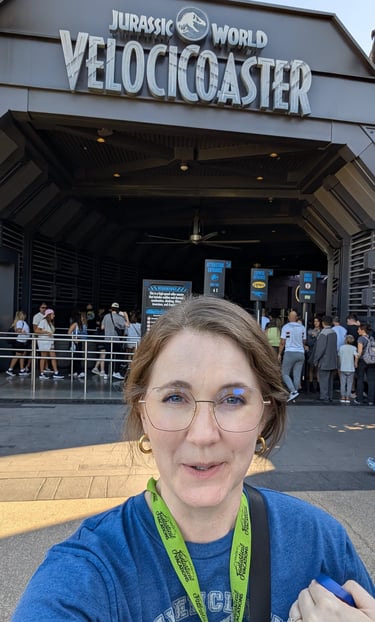 My face after riding VelociCoaster - whew!
