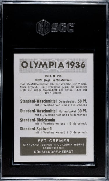 Pet Cremer Basketball card 1936 (back) berlin