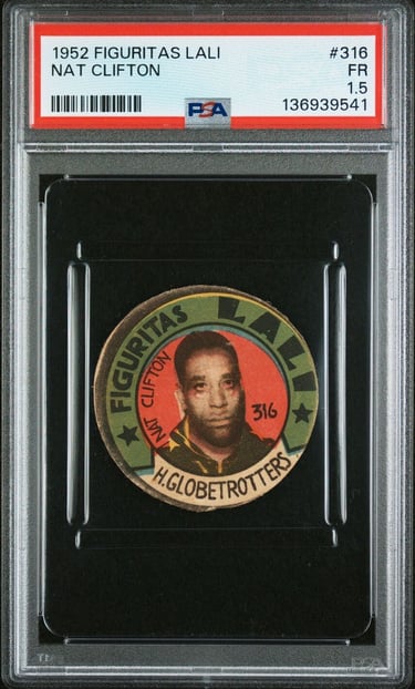 1952 Figuritas Lali #316 Nat Clifton Harlem Globetrotters Basketball Disc Card