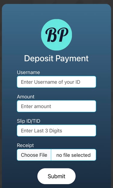 "BetPro10 Deposit Process - Copy account details, send payment, save screenshot, enter username, amo