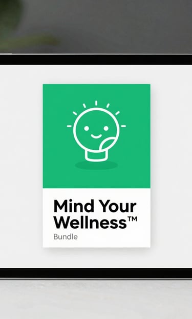 A serene workspace with a cozy cup of tea, an open wellness ebook, and soft natural light streaming in.
