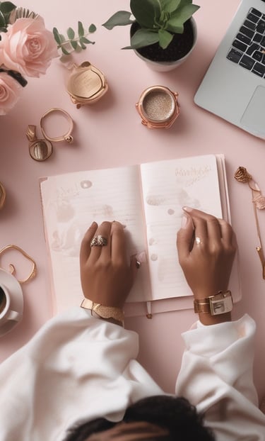 A beautifully arranged display of journals and planners that inspire confidence.