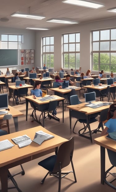 Teacher using interactive digital resources in a classroom setting