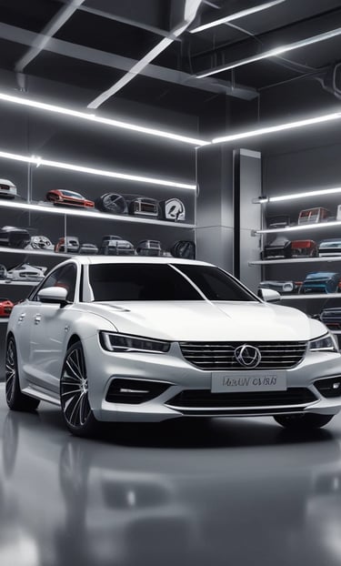 A dynamic image showcasing a sleek car fitted with vibrant LED bar lights and stylish custom number plates.