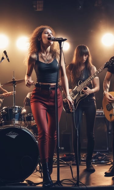 Uma banda de rock tocando ao vivo