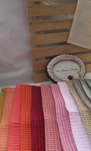 linge de maison (cuisine et bain) en nid d'abeille