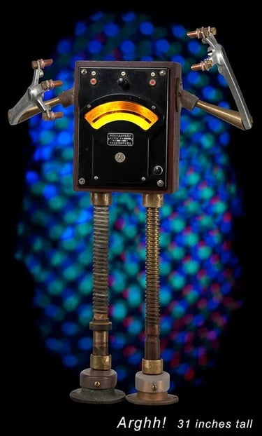 Found object robot named Arghh by Santa Barbara artist Tal Avitzur.