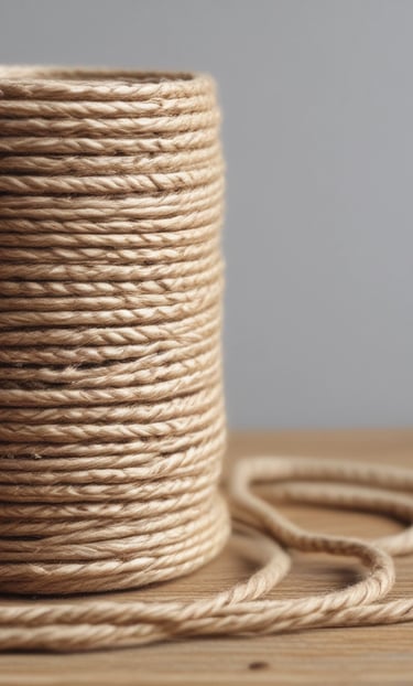 Handwoven jute rope basket filled with cozy blankets in a warm living room setting