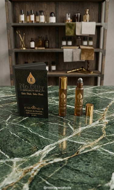 No Ditty Specialty Oil 25% Extrait de Parfum and Jojoba Oil Roll-on bottle and packaging