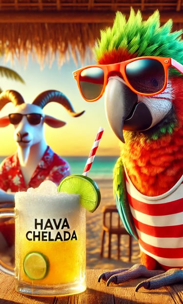 a parrot bird in a tropical themed restaurant