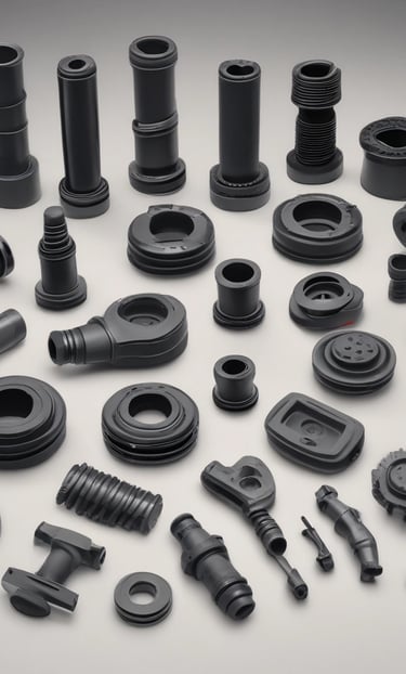 Silicone and NBR rubber sheets displayed on a workshop table with tools around.