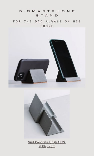 Two cell phones resting on concrete phone stands