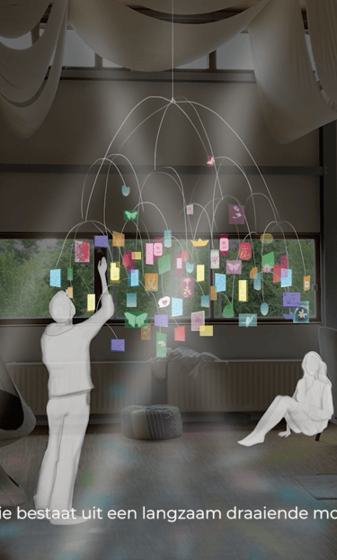 Bewegen met rouw; een kunstinstallatie die met elke toevoeging anders beweegt