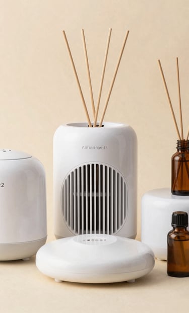 A serene display of amethyst, rose quartz, and citrine crystals on a natural wood surface with soft morning light