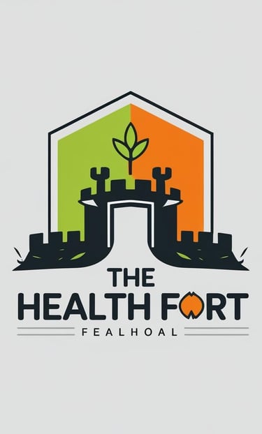 A fort with a green leaf that signifies health growing from the top of the fort.
