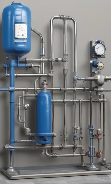 A modern reverse osmosis water filtration device, primarily white and gray in color, is placed on a clean, light-colored surface. The brand name 'Bluewater' and a blue circular button with an 'O' are visible on the front. The device has smooth and sleek contours, indicating a minimalist and contemporary design.