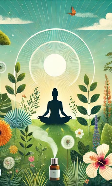 Midwest-Essentials.org-homepage-woman-meditating-outdoors-surrounded-by-vibrant-flowers-and-plants