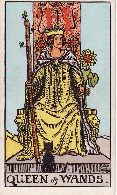 Queen of Wands meaning upright and reversed tarot card reading