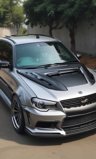 Bright car interior lights and audio system components arranged neatly.