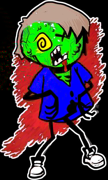Jeff's stick figure zombie 1 What a silly creepy drooly mess!