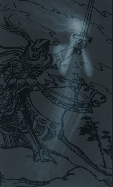 Erotic self with knight of swords reversed symbolising rushing in too soon now frozen in trauma