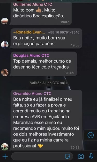 Depoimento 3 - Curso de desenho técnico mecânico