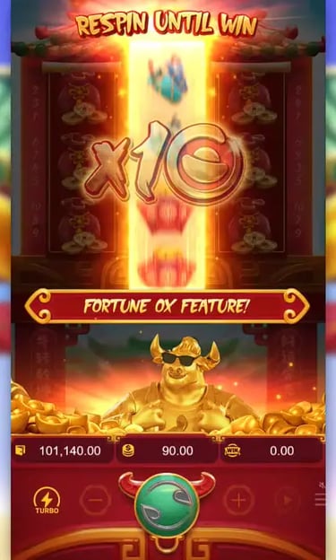 Ganho no Fortune Ox - Momento exato que o touro ativa o bônus