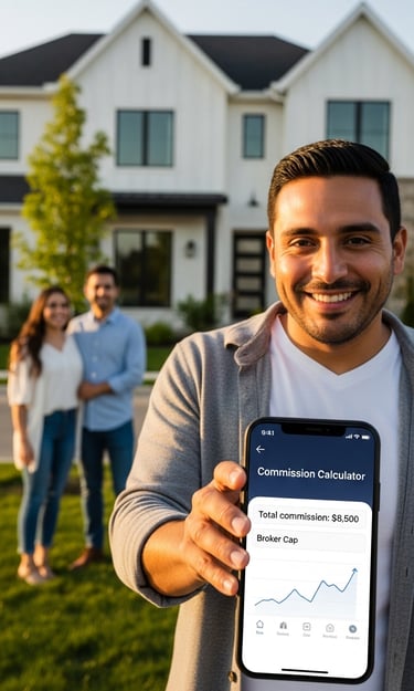 a real estate agent calculating transaction before deductions