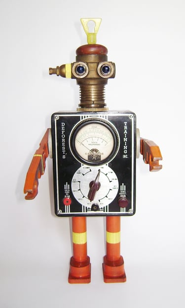 Assemblage robot named KWAK by artist Tal Avitzur.