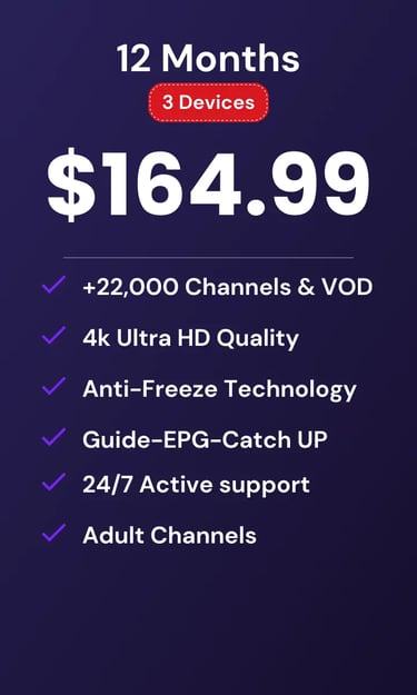 Mom IPTV IPTV Smarters interface with live TV and 4K streaming