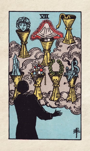 The Fool Meets the Seven of Cups
