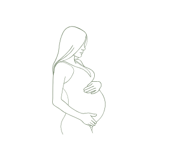 Line drawing of pregnant woman in yoga pose for prenatal wellness