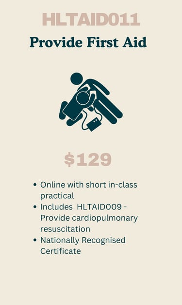 HLTAID011 Provide First Aid, First Aid Certificate