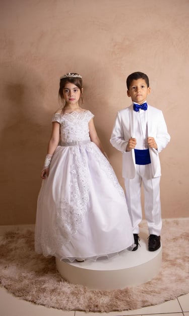 Traje daminha e pajem branco casamento - Soberana Recife