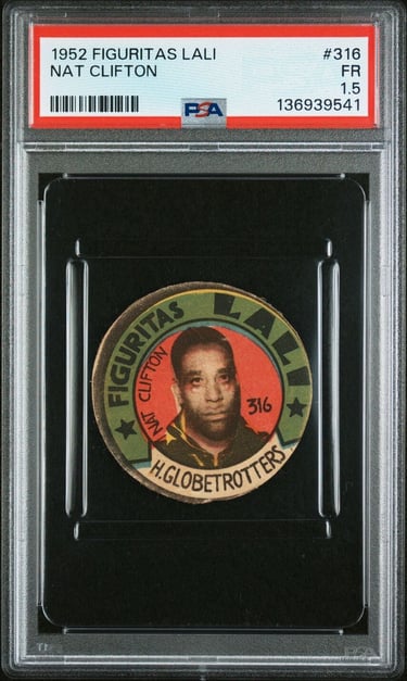 1952 Figuritas Lali #316 Nat Clifton Harlem Globetrotters Basketball Disc Card