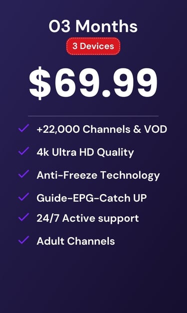 Pricing for 3 months 3 devices featuring 4k Ultra HD drogon tv-drogontv